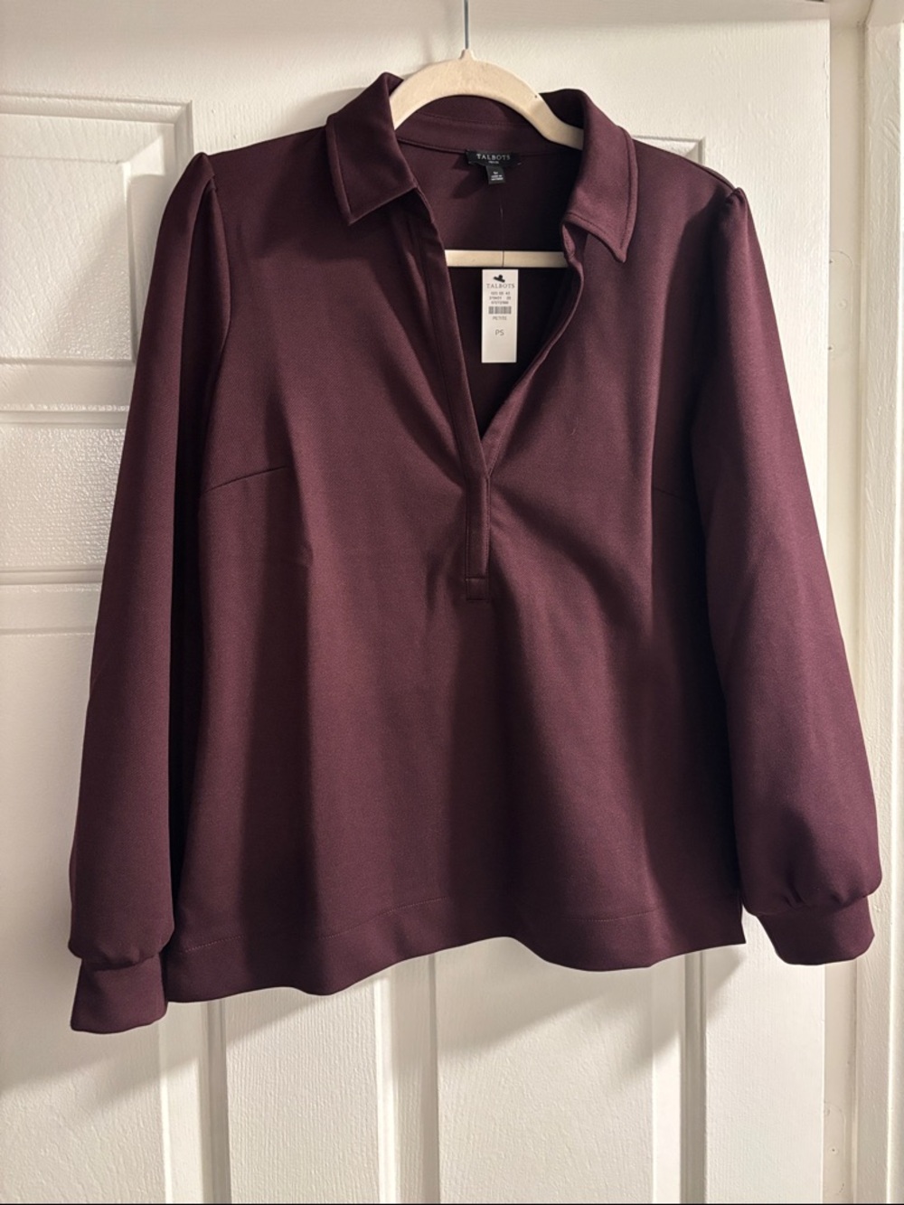 Talbots Women's Eggplant Collared Long-Sleeve Pullover